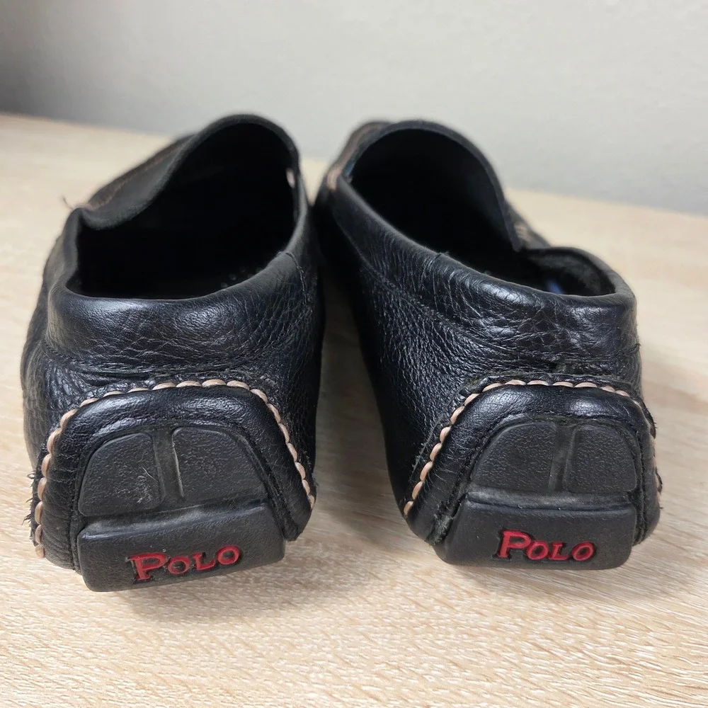 Polo Ralph Lauren Leather Driving Loafers Black Slip On Men's Sz 10? Moc Toe